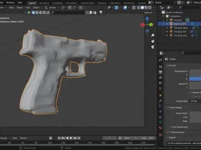 Glock21 polygonmodel Free low-poly 3D model