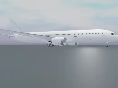 Boeing 787- 9 Dreamliner  Low poly 3D Model Generic livery Low-poly 3D model