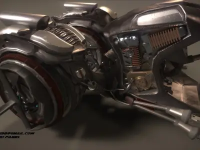 Futuristic Motorcycle Vehicle Game Ready model  Low-poly 3D model