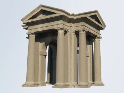 Tuscan order Arched portico in with freestanding column 3D model