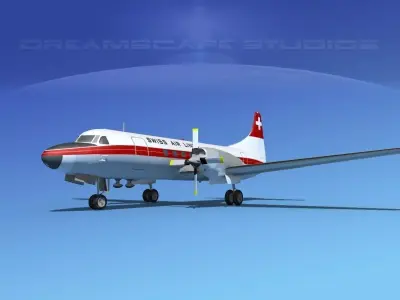 Convair CV-580 Swissair 3D model