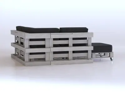 Living room pallet furniture 3D model