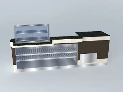 Kit cafe counter with glass top Free 3D model