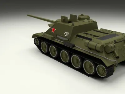 SU 100 with Interior Camo HDRI 3D model