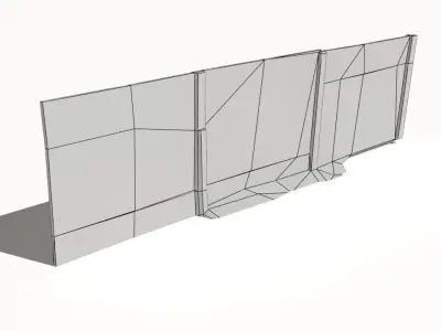 Concrete Fence Wall Low-poly 3D model