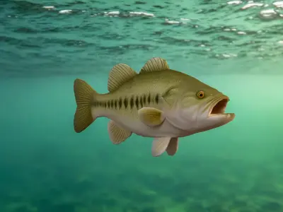 Realistic Bass Fish Low-poly 3D model