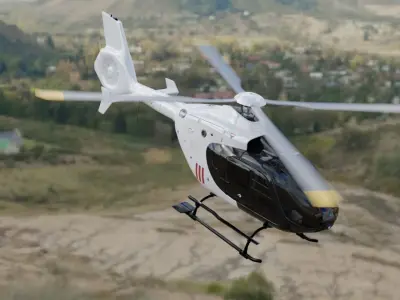 Eurocopter ec-135 with interior Low-poly 3D model