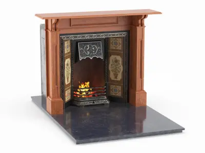 Victorian Fireplace with Fire 3D model