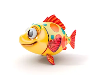 Animated Cartoon Fish Model Pack with Colorful Spots Low-poly 3D model