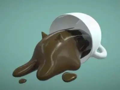 coffeemon coffee cup with chocolate spilled Free 3D model