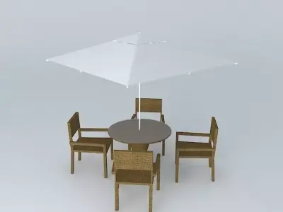 Table with chairs and ombrelone Free 3D model