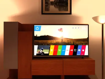LED TV 55 INCH and WOOD CABINET IN REAL SIZE Free 3D model