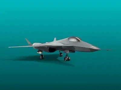  Sukhoi pak-fa t-50 military aircraft Low-poly 3D model