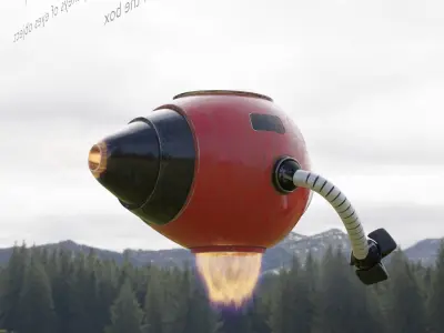 Cute flying Robot rigged with 4k textures Blender Low-poly 3D model