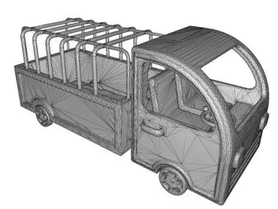 Wooden Truck Toy Low-poly 3D model