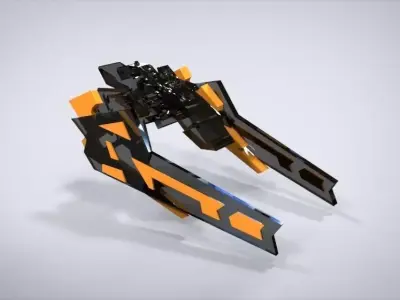 M Spaceship star wars statue in shape of sword Low-poly 3D model