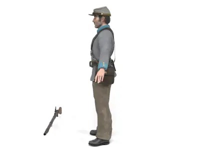 Confederate Soldier Low-poly 3D model
