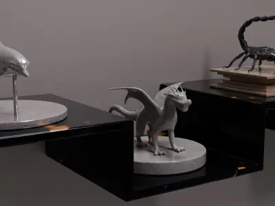 Set of five product statues for house decoration Low-poly 3D model