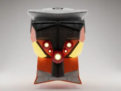 Robots head with laser-ray eyes Low-poly 3D model