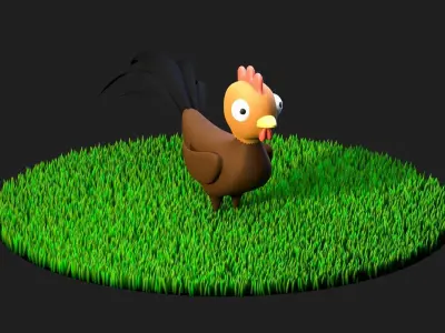 Cartoon Rooster Rigged Low-poly 3D model