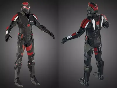 Futuristic soldier Mass Effect 3D model