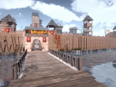 Walls and Towers Update Low-poly 3D model