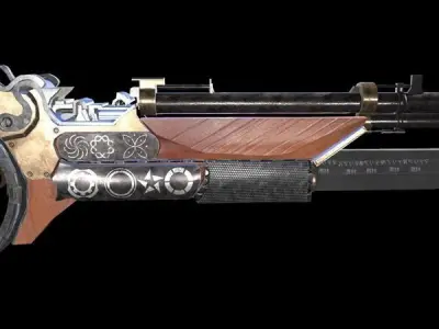 Gun With Sword Low-poly 3D model