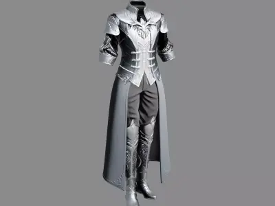 Fantasy Silver Knight Armor 3D model