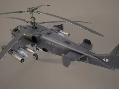 Kamov Ka-52 Alligator Dark Basic Animation Low-poly 3D model