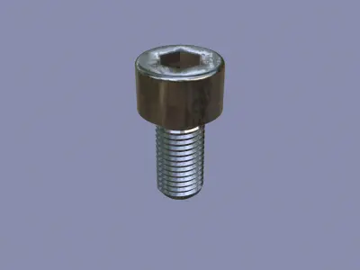Steel Stained M8 Bolt Allen Cap with PBR 4K Textures 3D model