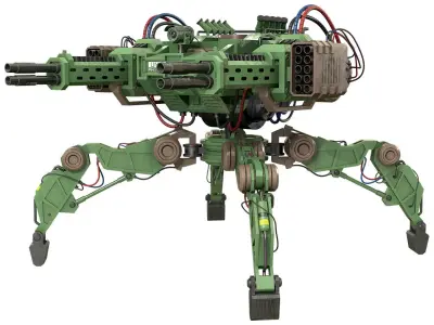 Walking Turret Concept-1-Green 3D model