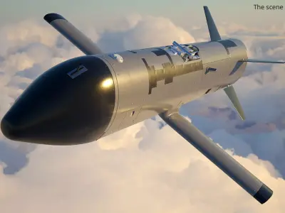 Air-Launched Recovery Drone Gray Black Rigged 3D model