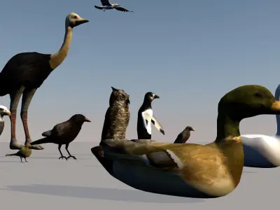 Game ready Low Poly bird collection two bald eagles flying in... Free low-poly 3D model