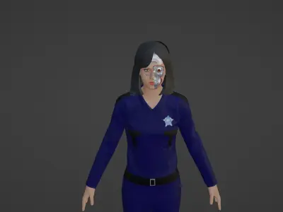 Cyber Police - Robot Woman Low-poly 3D model
