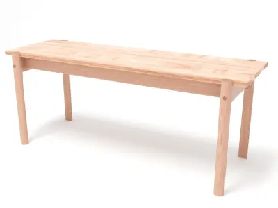 Karimoku New Standard Castor Bench Free 3D model