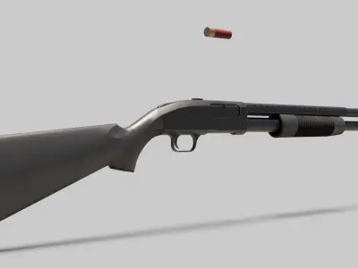 Pump Action Shotgun Low-poly 3D model