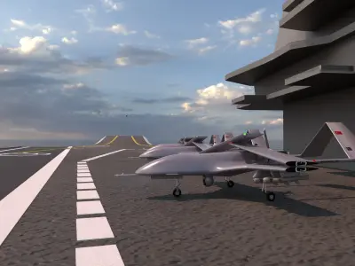 Bayraktar TB3 Unmanned Combat Aerial Vehicle  Low-poly 3D model