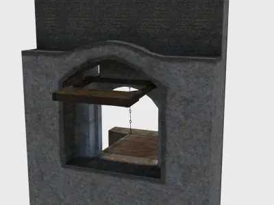 Medieval drawbridge gate with animation Low-poly 3D model