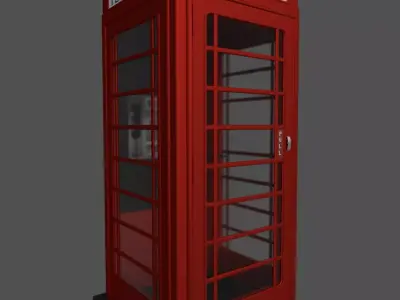 Uk British Classic Telephone box Low-poly 3D model