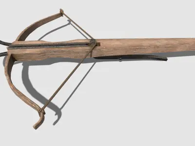 Low Poly PBR Game Ready Crossbow wooden Low-poly 3D model