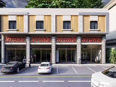 Commercial residential building Low-poly 3D model