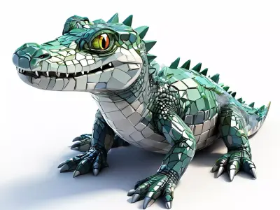Stylized Cartoon Crocodile 3D Model Low-poly 3D model