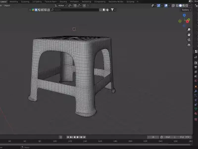 Vietnamese Plastic Chair - Street Food Prop PBR Low-Poly Free low-poly 3D model