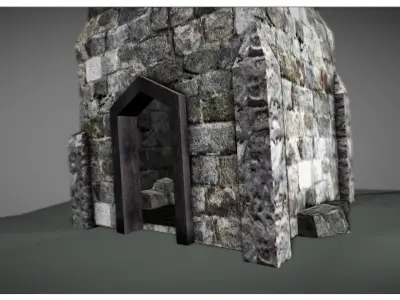 low poly ruined tower Low-poly 3D model
