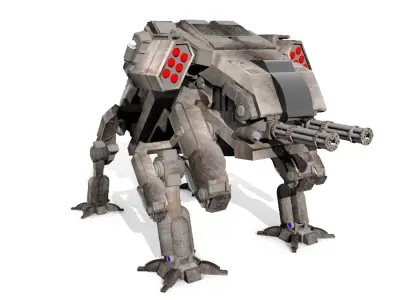 military robot guard unit lowpoly 3D model