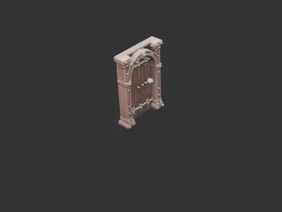 Castle Dungeon Door with Iron Hinges Low-poly 3D model