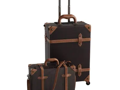 Baggage set 2 two suitcases with handles and wheels 3D model