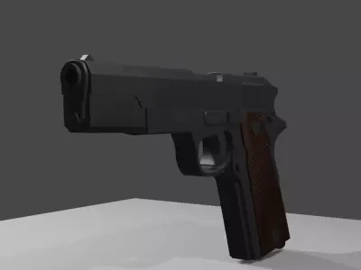 Pistol M1911 WW2 High Poly 3D Model  3D model