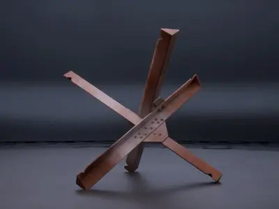 Military Czech hedgehog - anti-tank barrier Low-poly 3D model