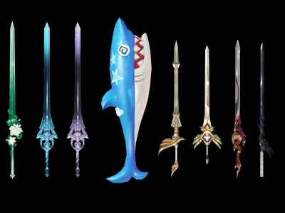 long sword Low-poly 3D model